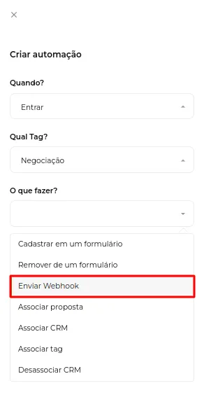Campos da automação a preencher