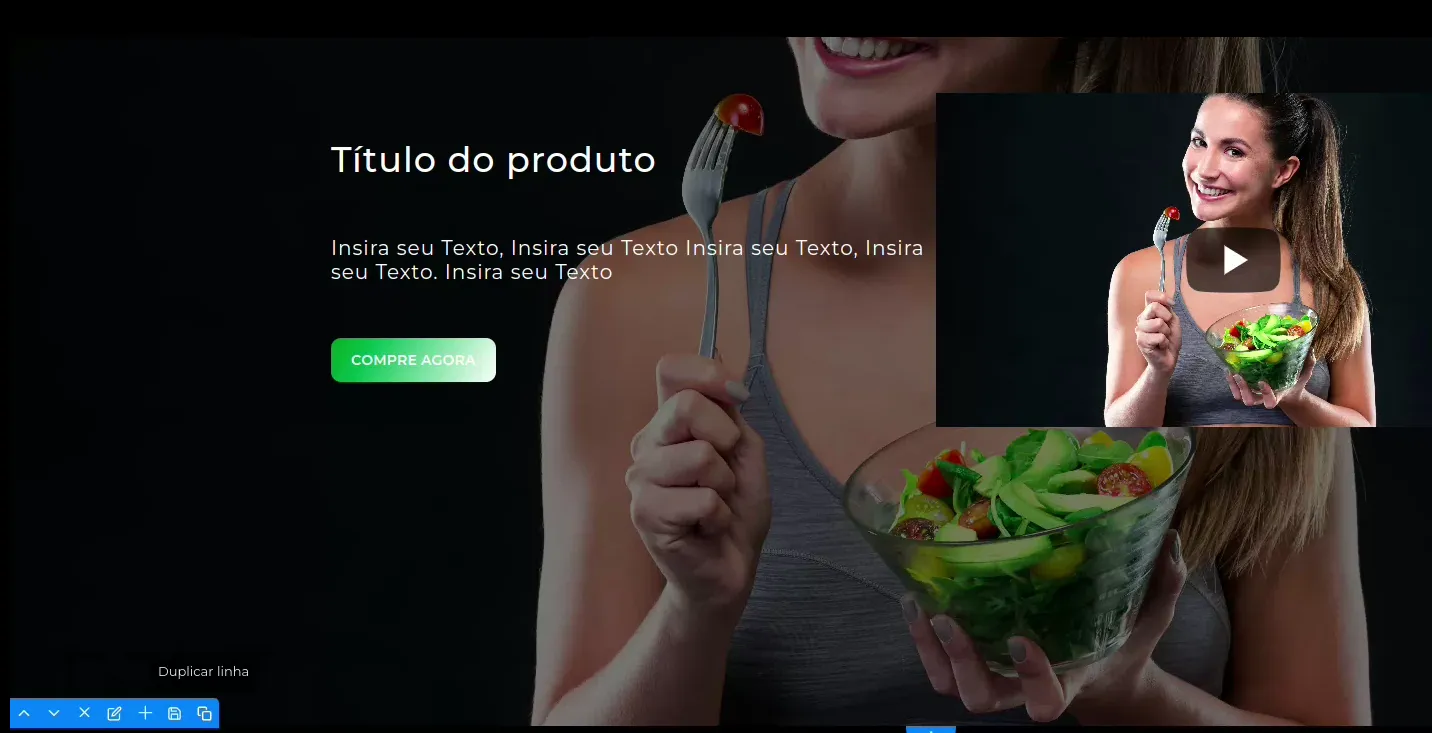 Opção Duplicar na linha da página