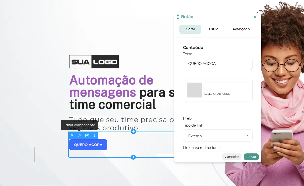 Ao clicar apenas no botão também habilita a edição.