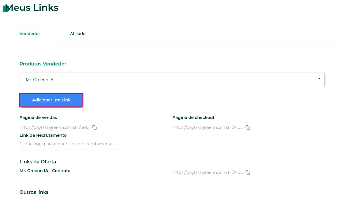 Botão Adicionar um Link