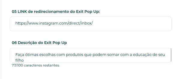 Pop-up de saída aparecendo no checkout