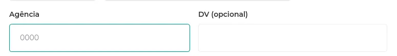 Campos de agência e dígito verificador