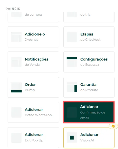 Opção de confirmação de e-mail