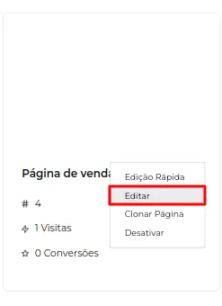 Menu de 3 pontinhos com a opção Edição