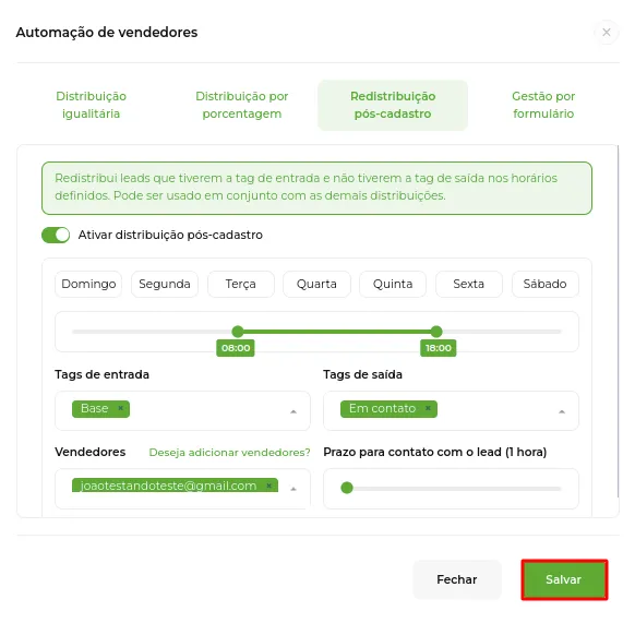 Botão Salvar da automação