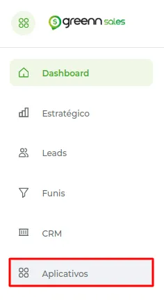 Menu Aplicativos no Dashboard
