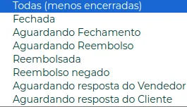 Filtro Status da Reclamação