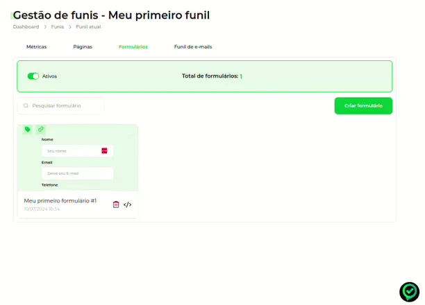 Ícone de chave que exibe os formulários inativos