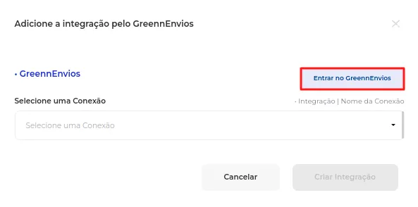 Botão Entrar no GreennEnvios