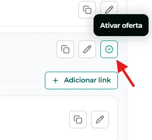Oferta desativada com opção de reativar