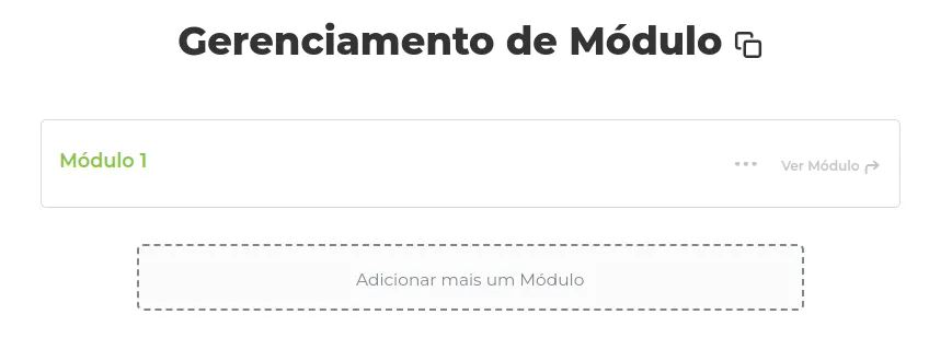 Opções de criar módulo ou editar módulo e aulas