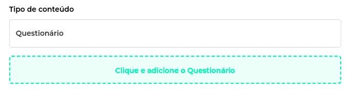 Botão para adicionar o questionário