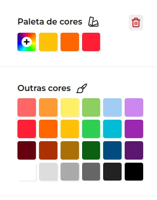 Tela da Greenn Sales: Na aba Paleta de Cores você poderá selecionar quais cores serão principais em sua página