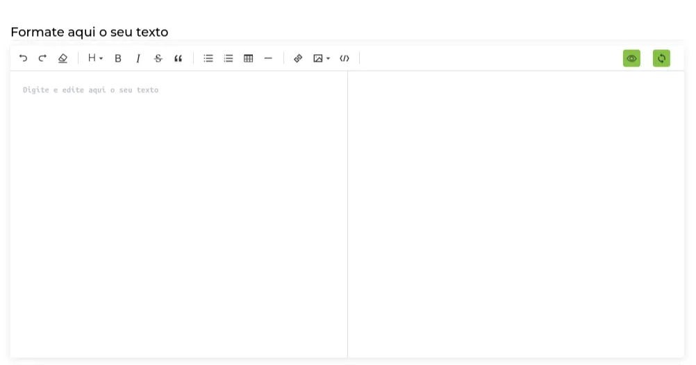 Editor de descrição com a pré-visualização