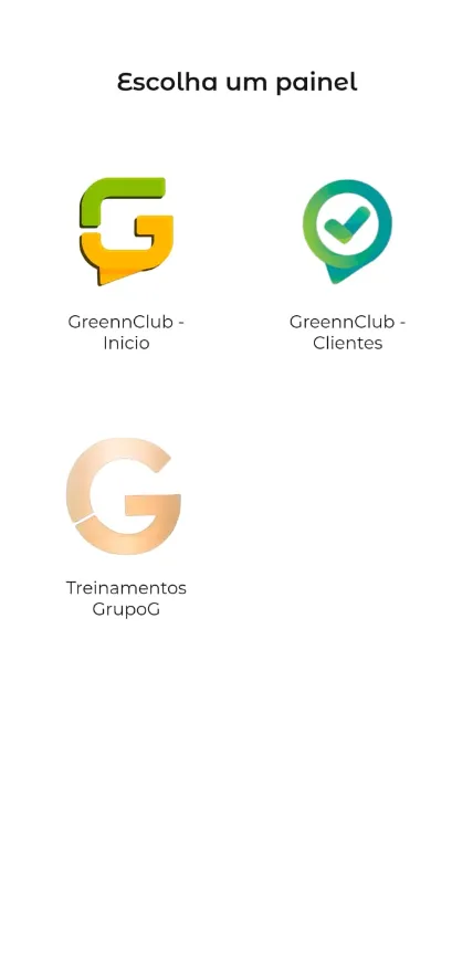 Lista de áreas de membros disponíveis no aplicativo