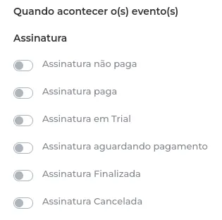 Opção Assinaturas