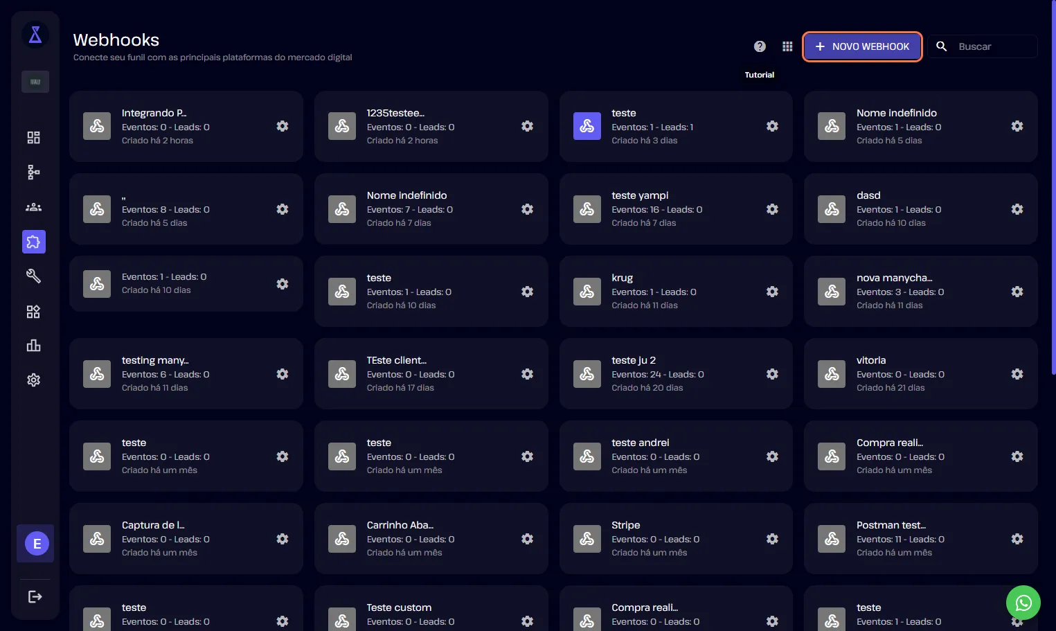 Botão Novo Webhook