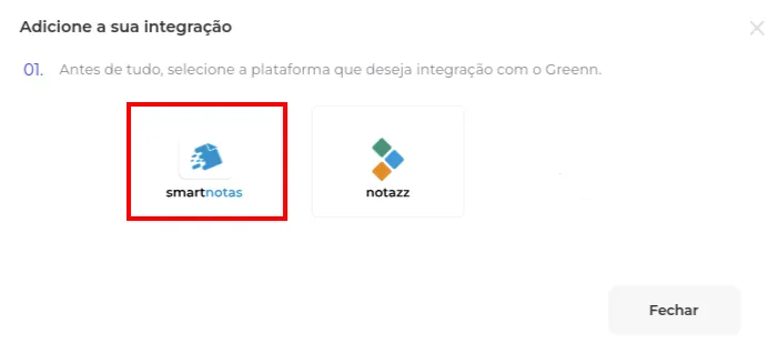 Lista de plataformas com a SmartNotas