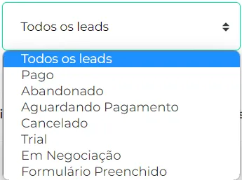 Filtro de tipos de lead