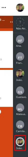 Tela do passo: Como gestor desse time de vendas você pode estar selecionando ao lado o Dashboard de cada usuário, para fazer