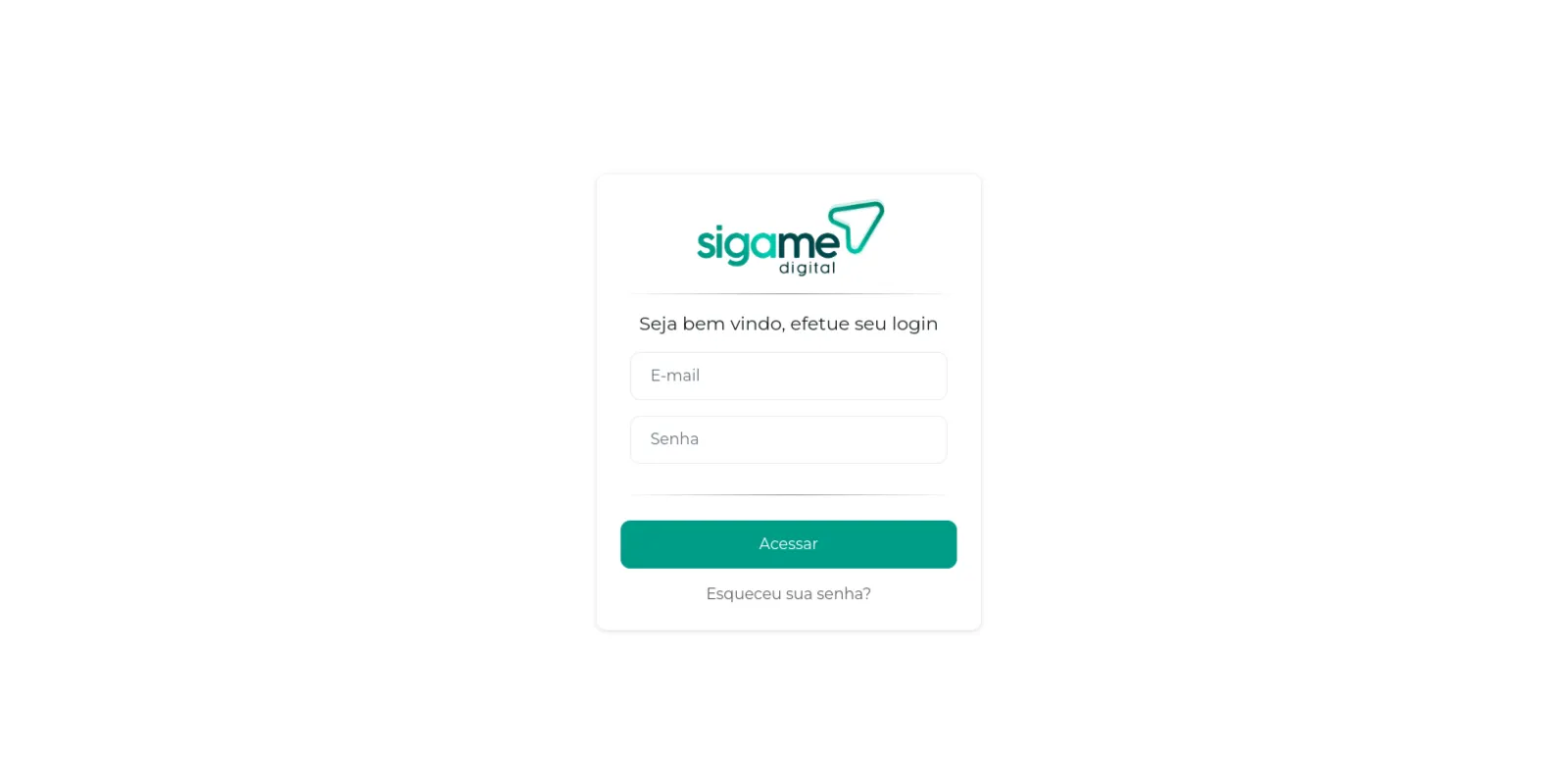 Tela de login do Sigame