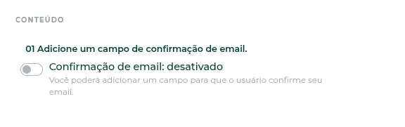 Campo de confirmação de e-mail no checkout