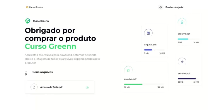 Animação mostrando o download do arquivo comprado