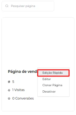 Menu de 3 pontinhos com Edição rápida