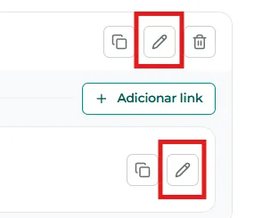 Ícone de lápis para editar o link da oferta