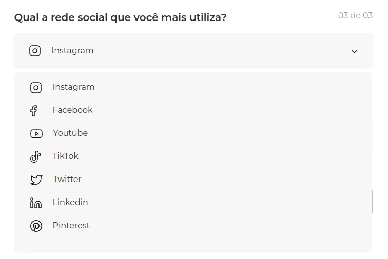Escolha da rede social mais utilizada