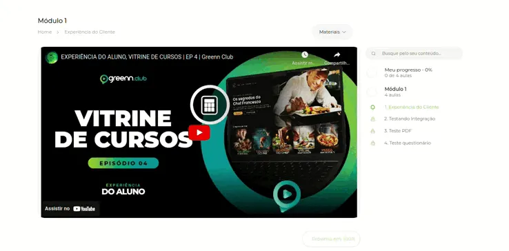 Gravação do arquivo exibido como Menu acima da aula