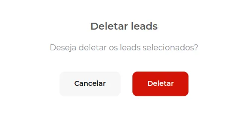Tela do passo: Agora basta confirmar a exclusão desse lead da sua base