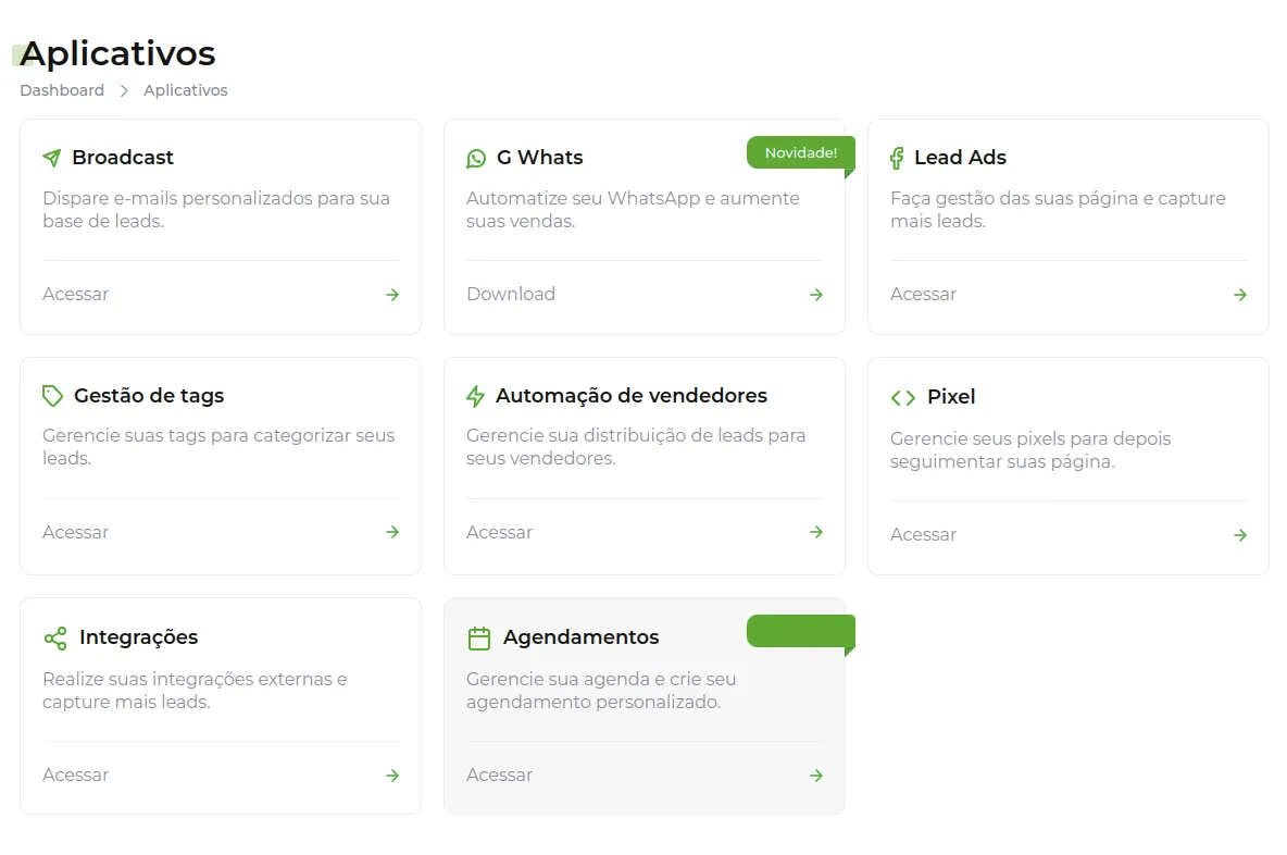 Aplicativos do Greenn Sales