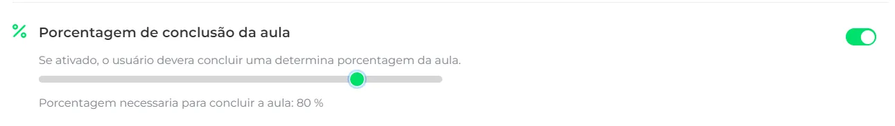 Seletor de porcentagem de conclusão