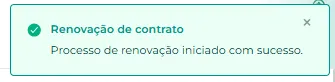 Aviso de renovação do contrato iniciada