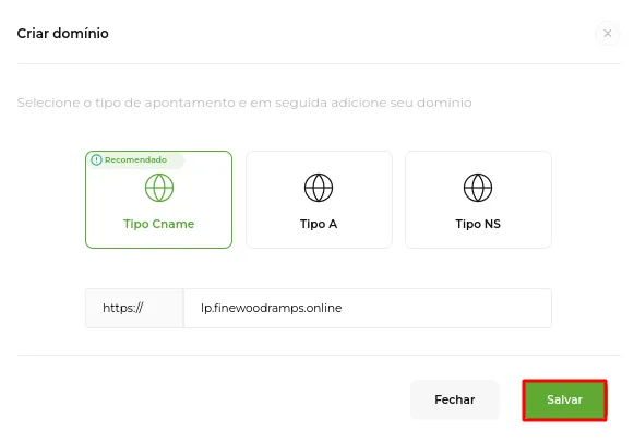 Tela do passo: Após adicionar as informações basta clicar em Salvar