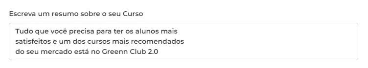 Campo Resumo do Curso