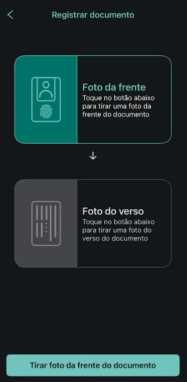 Tela para fotografar frente e verso do documento