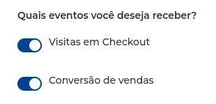 Lista de eventos do pixel
