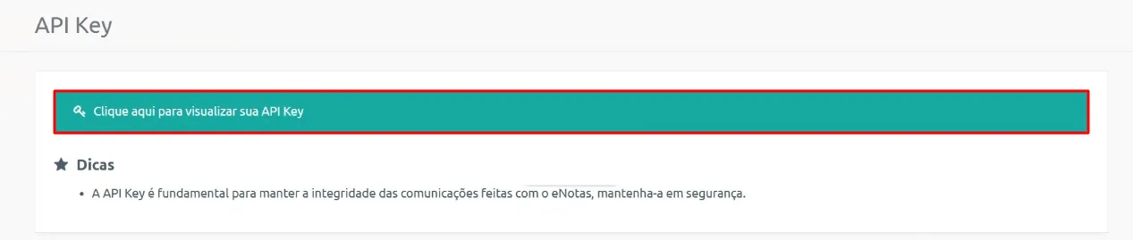 Aba API Keys do E-Notas