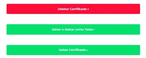 Botões para salvar e baixar o certificado