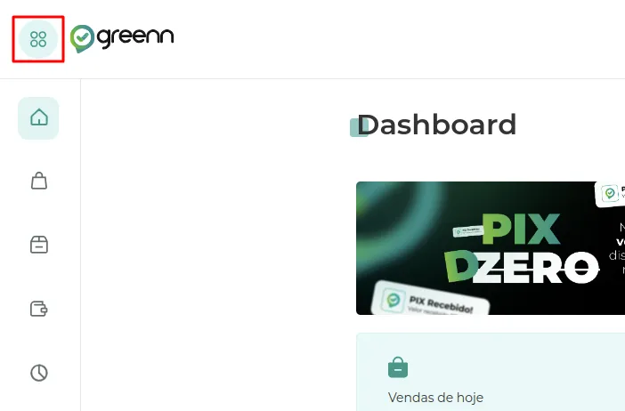 Ícone ao lado do Menu Greenn no canto superior esquerdo