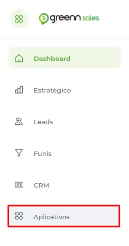 Tela do passo: Em seu Dashboard acesse Aplicativos