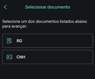 Escolha entre RG e CNH
