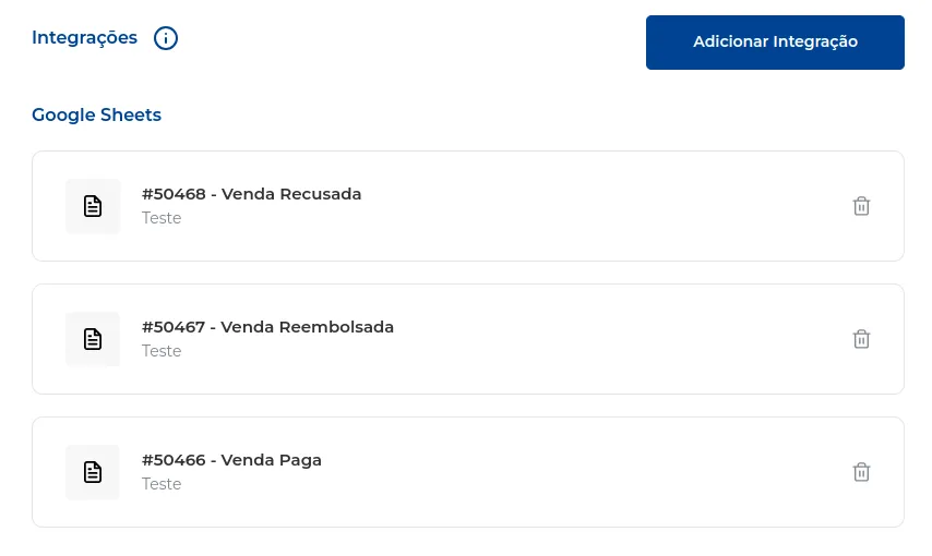 Integração com o Google Sheets já configurada