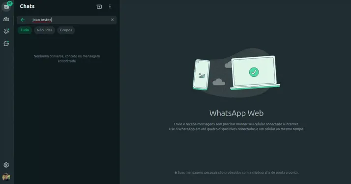 Tela da Greenn Sales: CLIQUE AQUI para abrir o WhatsApp Web