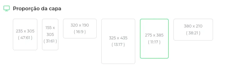 Quadro com as novas proporções de capa de curso