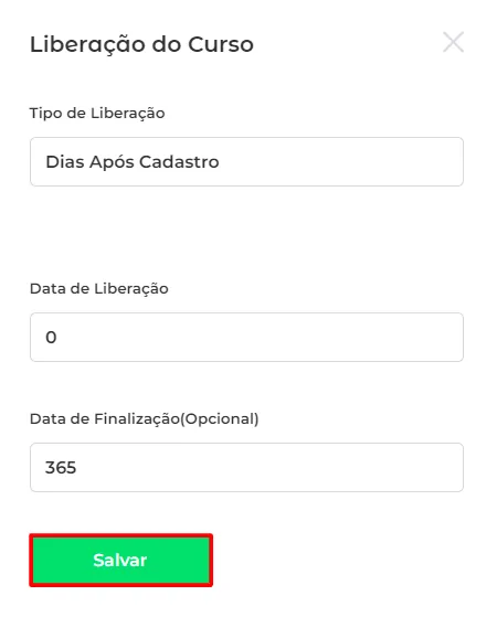 Botão Salvar