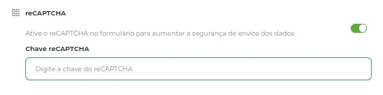Tela do passo: reCAPTCHA: Ative