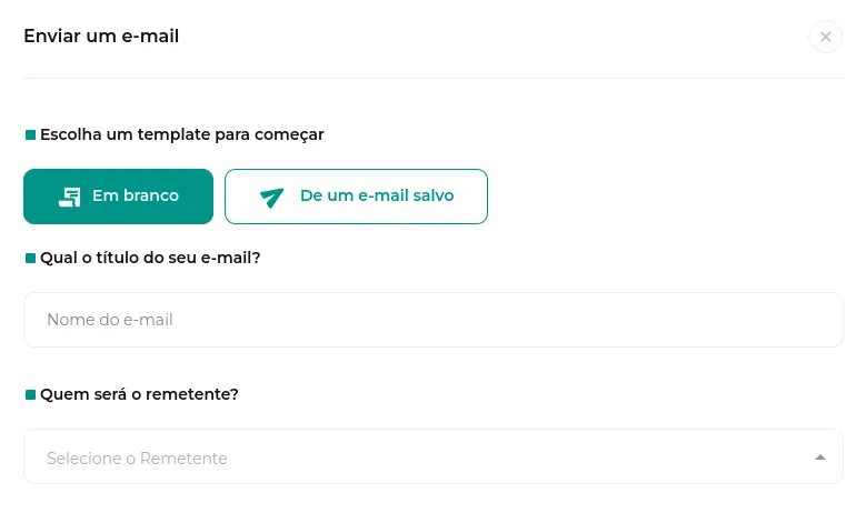 Tela da Greenn Sales: Agora você terá as seguintes configurações